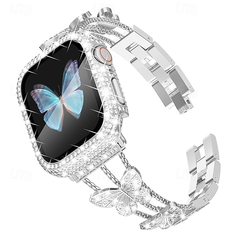 Bracciale Gioiello Compatibile con Cinturino dell'Apple Watch 38mm 40mm 41mm 42mm 44mm 45mm 49mm Da donna Glitter Diamante Bling Acciaio inossidabile Cinturino di ricambio per iwatch Ultra 3 2 Series del 2026 a $22.99 –P4