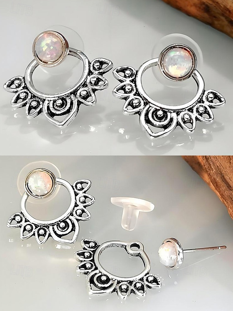 Pendientes bohemios de ópalo para mujer con diseño de loto vintage: joyería étnica para uso informal, festivo y de fiesta. 2026 - $7.99 –P5