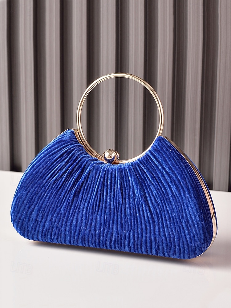 Damska aksamitna torebka na imprezę świąteczną – elegancka wieczorowa torebka w kolorze czerwonym, niebieskim, czarnym i różowym ze złotym uchwytem – świąteczna kopertówka dla kobiet – szykowny dodatek na święta Bożego Narodzenia 2026 - $26.99 –P5