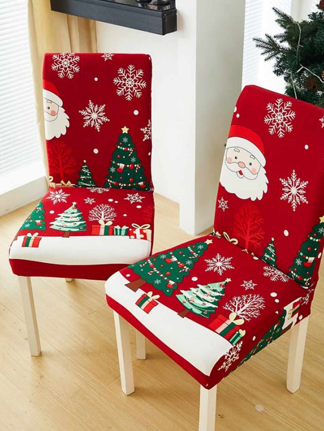 1/2/4PC/6PC Christmas Milk Silk Printed Chair Cover – Decorative, Anti-Slip & Dustproof Slipcover, Soft Stretch Fabric for All Seasons 2025 - $29.99 –P9