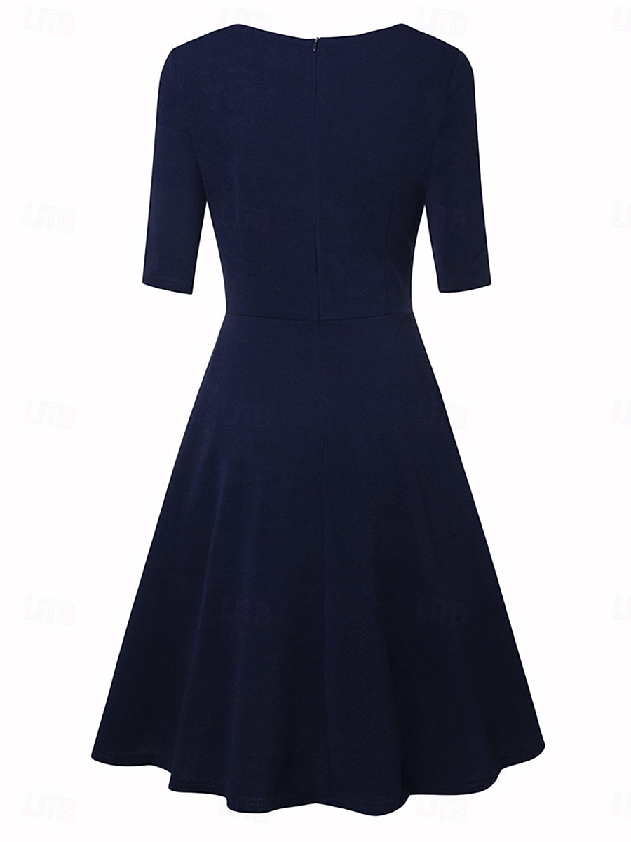Per donna Mini Abito Abito a trapezio Elegante Festa cocktail All'aperto Feste Ospite di nozze Vestibilità regolare Grafico Mezza Manica Girocollo Blu marino Verde del 2026 a $39.99 –P3