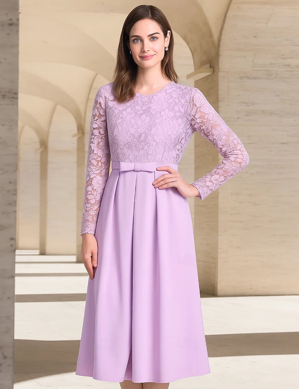 Linia -A Lungimea ceaiului Rochie de petrecere Rochie de Cocktail Rochie pentru invitata de nunta Rochie Mama Miresei Manșon Lung În V Elegant Epocă Petrecere Oficial Concediu Petrecere cu cocktail cu 2026 - $206.99 –P5