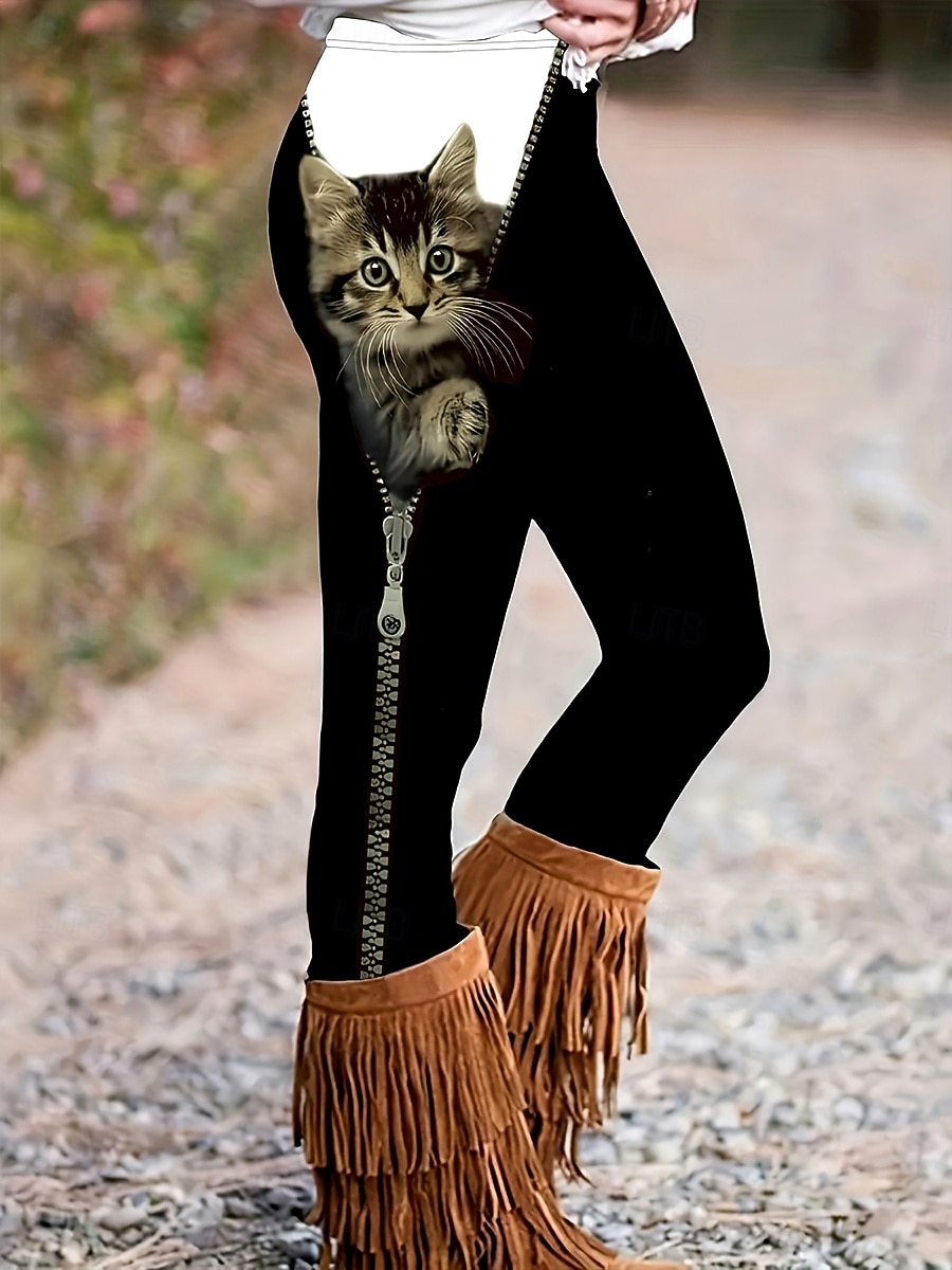 Per donna Leggings Vacanza Vintage Moda Lunghezza intera Vita Alta Grafico Animale Gatto Stampa Calore Termico Morbido Traspirante Elasticizzato Quotidiano All'aperto Vacanza Nero Primavera Autunno del 2026 a $21.99 –P2