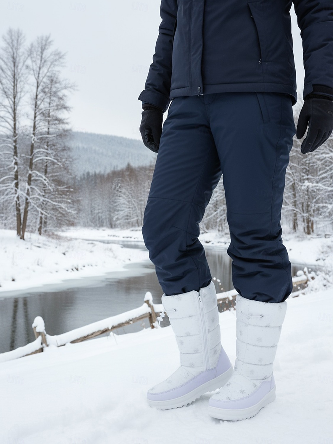 женские белые зимние ботинки – водонепроницаемые теплые зимние ботинки со снежинками, нескользящая подошва для зимних прогулок и поездок на природу 2026 - $46.99 –P3