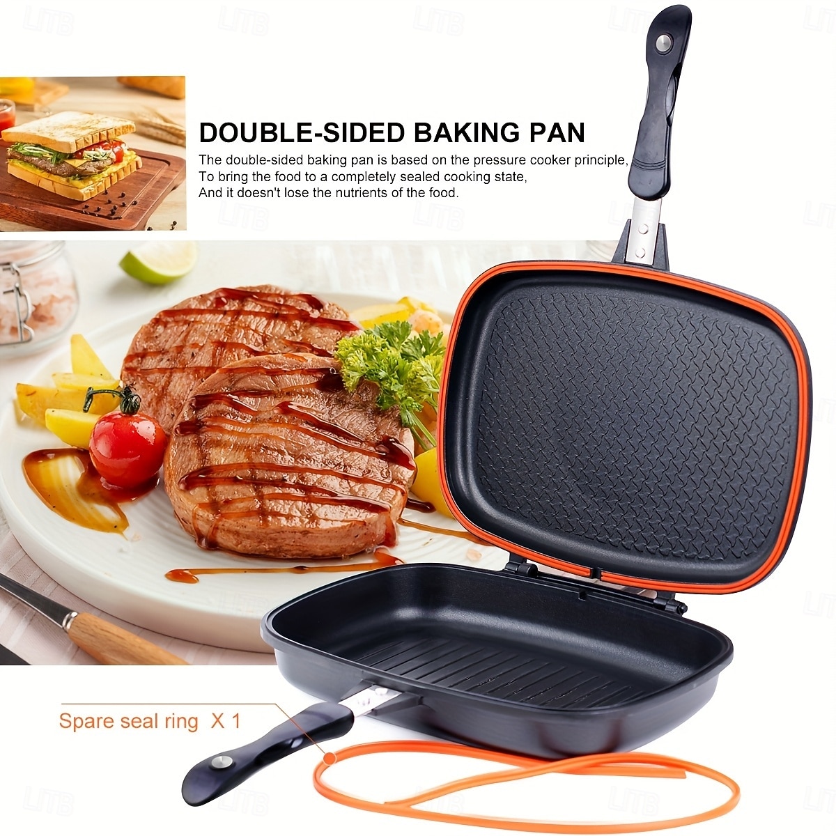 1 יחידות ציפוי טפלון דו-צדדי נון-סטיק &תבנית אפייה - כלי בישול יצוקים עם בישול בלחץ דו-צדדי לחביתות, כריכים, עוף, ברביקיו &עיצוב אלומיניום עמיד יותר למטבחים ביתיים &קמפינג בחוץ, 2026 - $127.99 –P2
