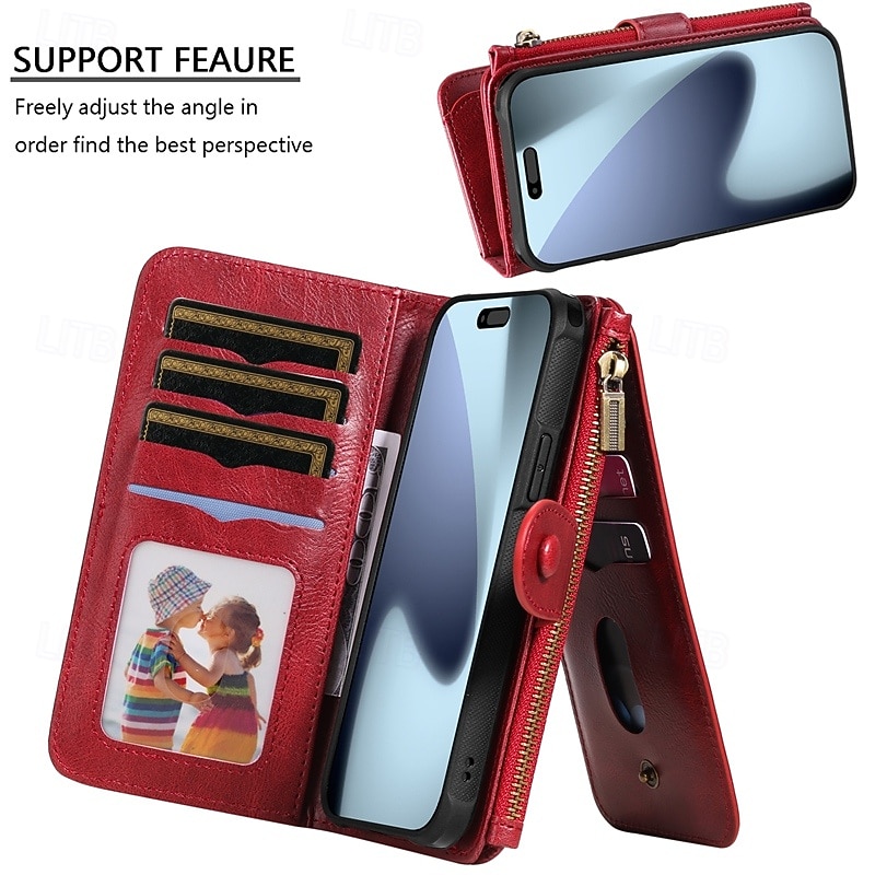 телефон Кейс для Назначение iPhone 17 Pro Max 17 Air Кошелек для карт Откидная крышка Магнитный Откидная подножка Разъем для карты Ретро ТПУ Кожа PU 2026 - $28.99 –P4