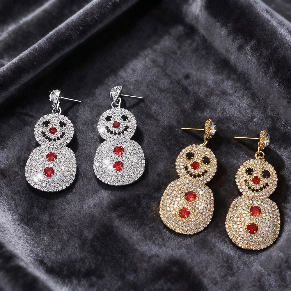 Pendientes colgantes de muñeco de nieve de cristal para mujer: accesorios de joyería navideña para fiestas navideñas y celebraciones invernales. 2026 - $14.99 –P3