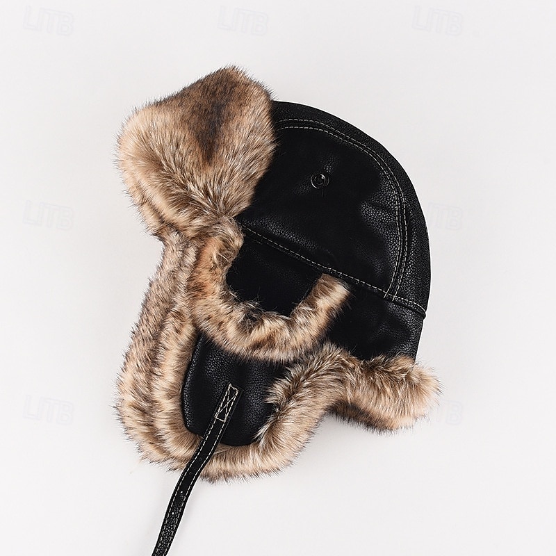 Męskie Uszanka Czapka Uszanka Kapelusz lotniczy Czapka z klapką na uszy Zimowy skórzany kapelusz Czarny Kawowy Skóra PU Polar Moda Współczesny współczesny Dzienne zużycie Randka Jednolity/zwykły kolor 2026 - $29.99 –P2
