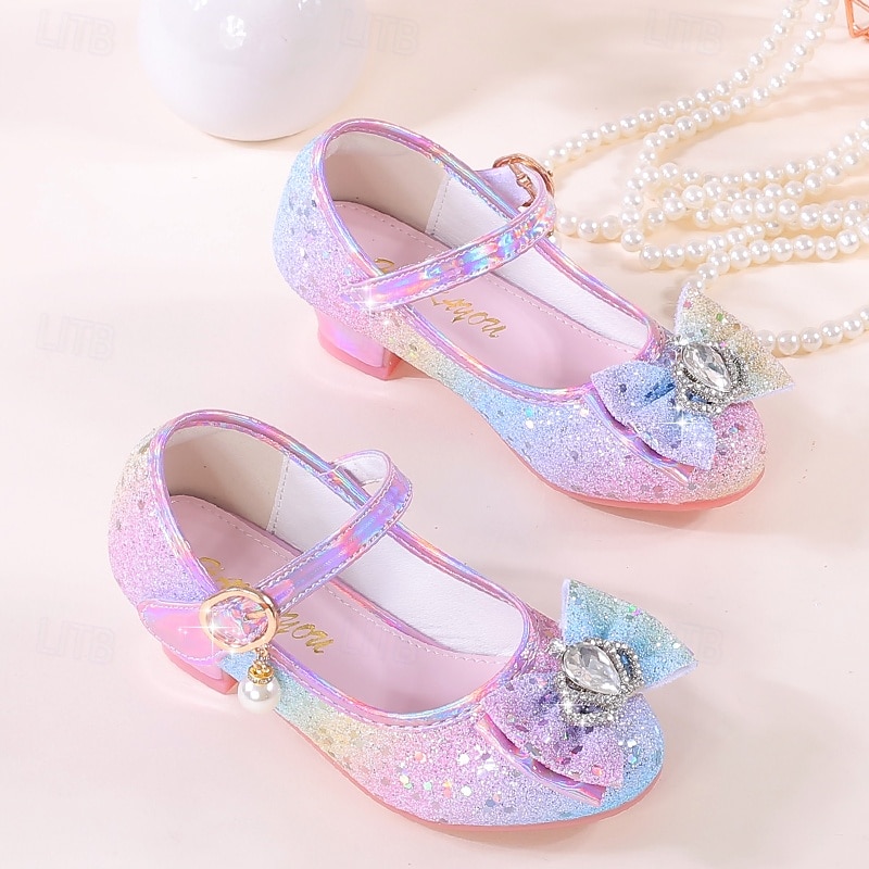 Csillámos, szivárványszínű lányka balerinacipők masnival és gyöngy bokapánttal – aranyos hercegnői cipők 2026 - $42.99 –P3