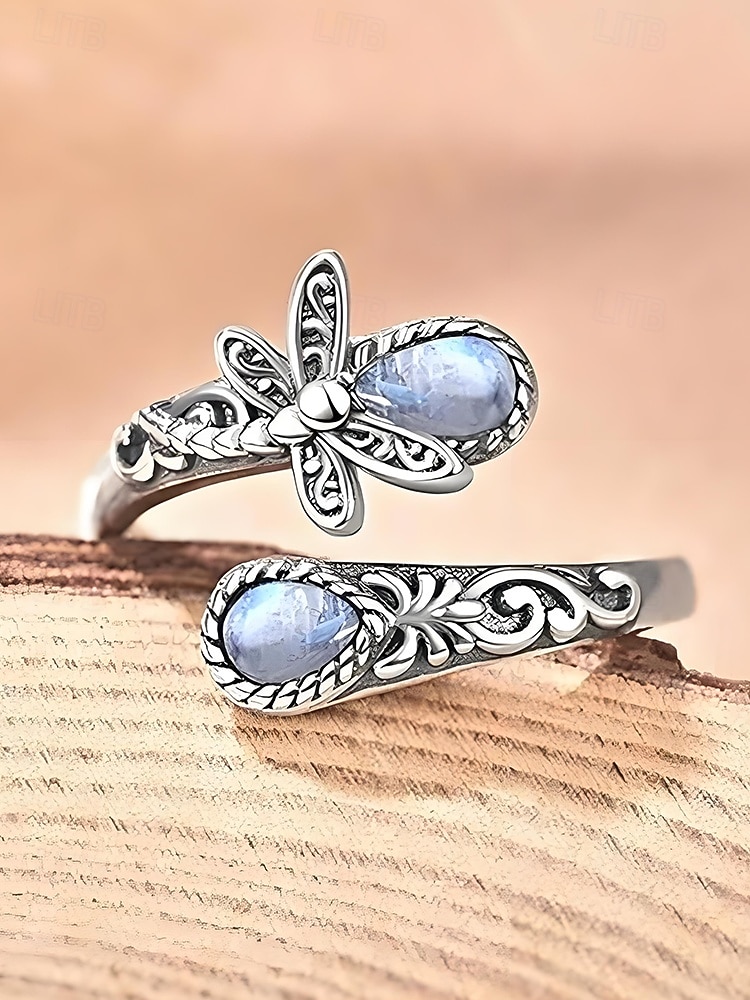 Bague ajustable en argent pour femme avec pierre de lune et cristal, bijou bohème vintage pour fiançailles, anniversaire et usage quotidien de 2025 ? $7.99 –P5