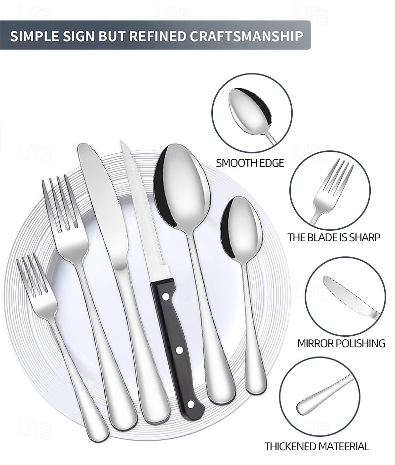 Set di posate natalizie in acciaio inox da 24 pezzi, coltello, forchetta, cucchiaio, stoviglie, utensili da cena occidentali, set regalo per le feste di Natale del 2026 a $25.99 –P8