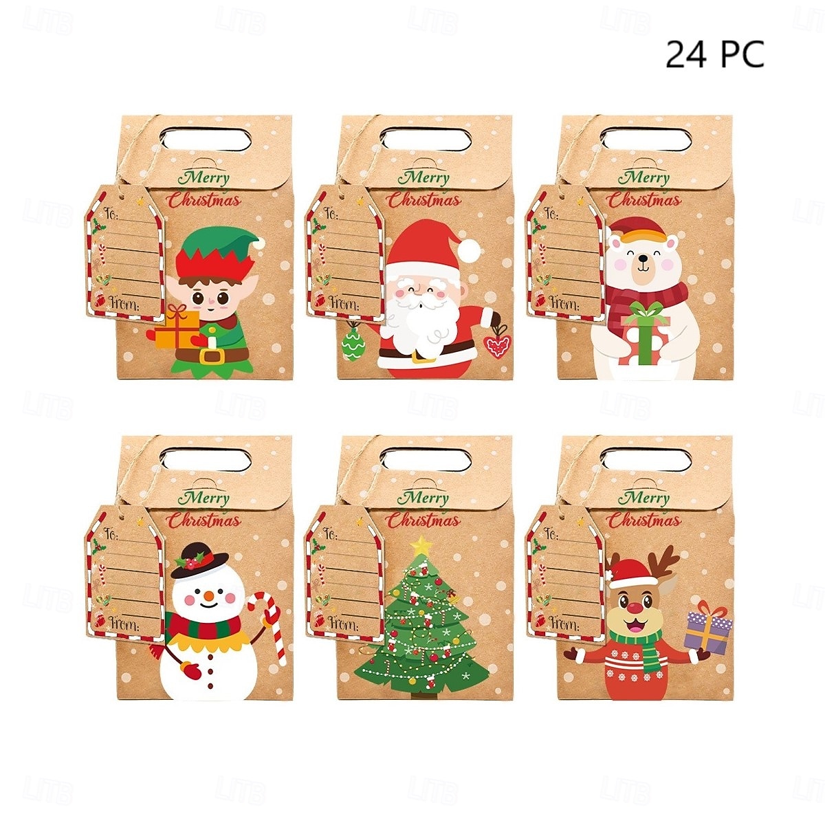 24 коробки для рождественских угощений, конфеты, пряничный домик, мини-коробка для рождественской вечеринки, небольшой картонный подарочный контейнер для рождественских угощений, печенья, сладостей, 2025 - $18.99 –P2