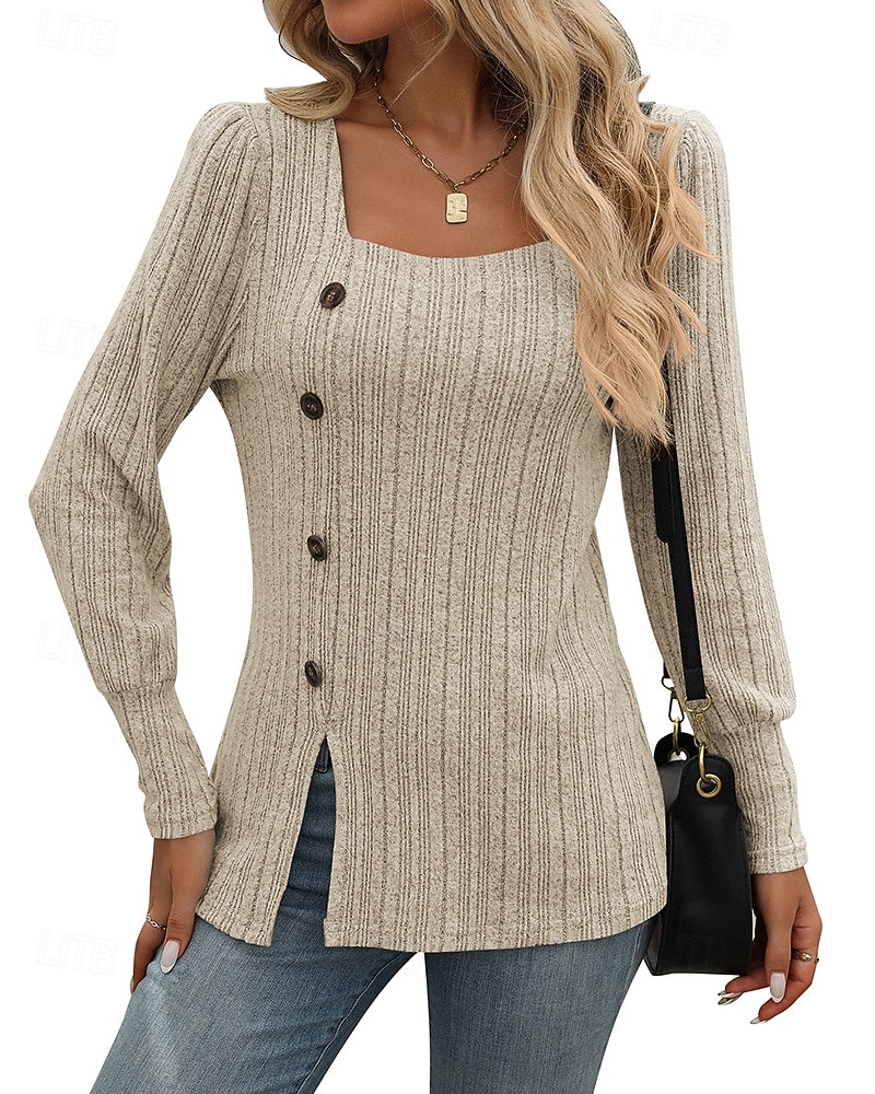 Women's Solid Colored Pullover Sweatshirt Casual Tops Fall / Winter Buttons Long Sleeve Athleisure Outdoor Holiday Black Army Green Blue Sportswear Activewear 2026 - $23.99 –P17