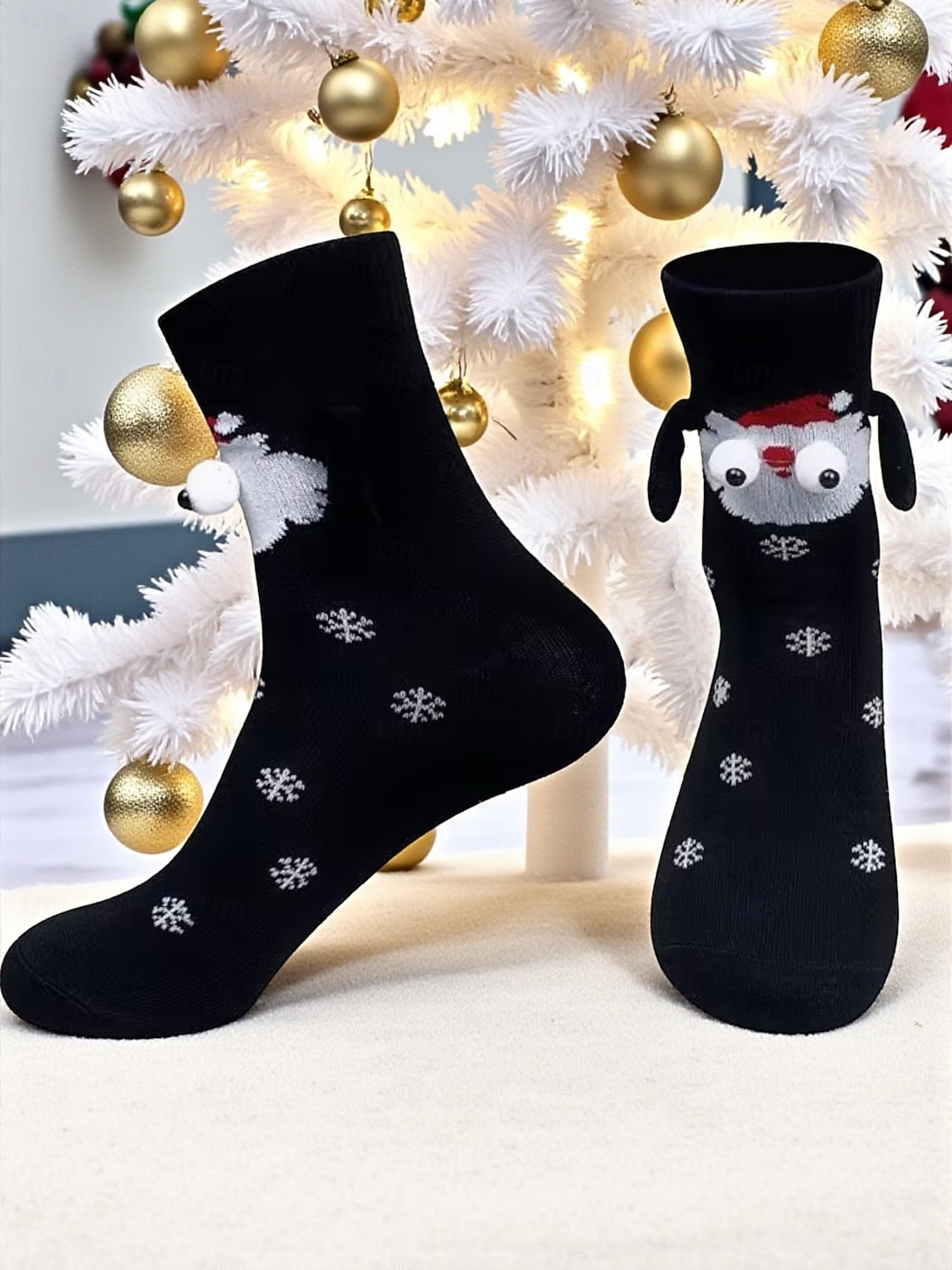 Женский рождественский комплект носков, 4 пары, снежинка &Зимние носки с оленями и помпонами, уютные вязаные короткие праздничные носки для подарков, дома &рождественские вечеринки 2026 - $18.99 –P3