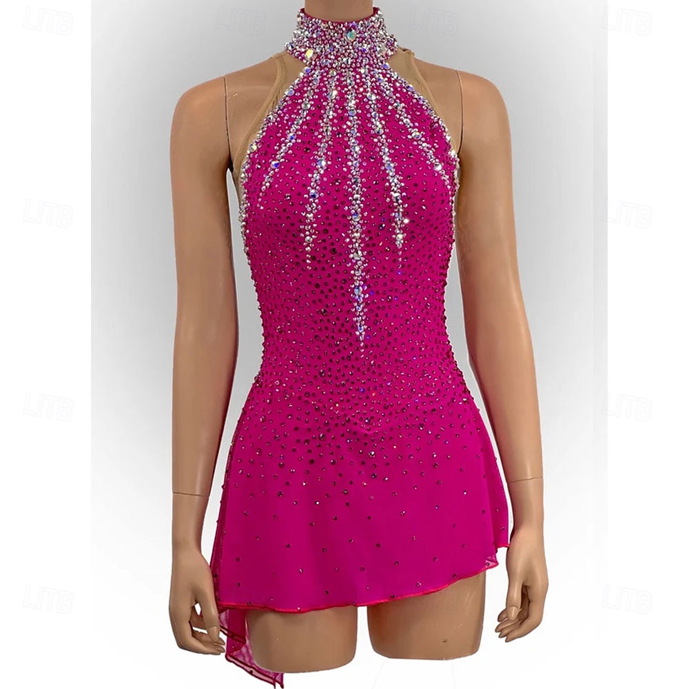 abito da pattinaggio artistico, abito da pattinaggio sul ghiaccio da donna e da ragazza, rosa rosso, elastico, abbigliamento da pattinaggio per allenamento e competizione, termico, caldo, con del 2026 a $561.89 –P1