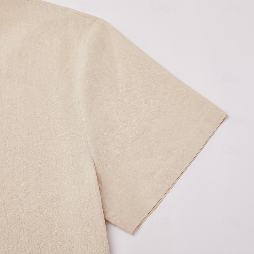 Муж. Футболка Футболка из льняной ткани Короткие рукава V-образный вырез Лето Полотняное плетение Мода Оригинальный рисунок Классический Мягкий Отпуск Для улицы На каждый день 2026 - $9.99 –P17