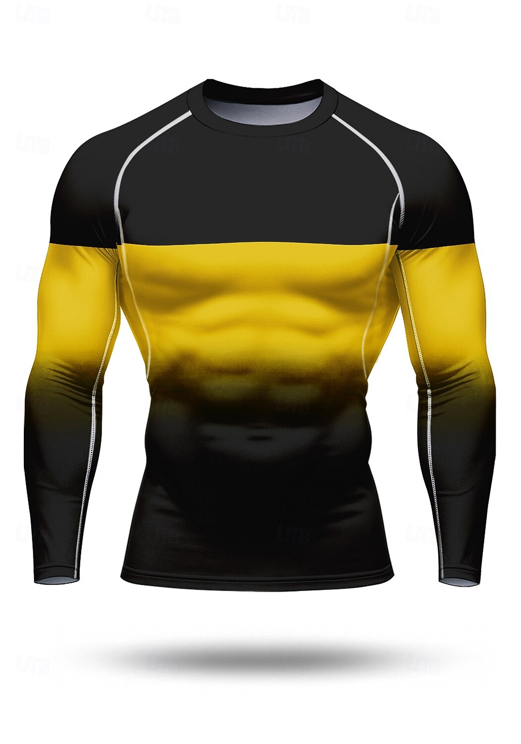 Муж. Компрессионная футболка Футболка для бега 3D печать Цветовые блоки Длинный рукав Основной слой Весна Осень Градиент Быстровысыхающий Сжатие видеоизображений Для тренировки Power Flex 2026 - $20.99 –P5