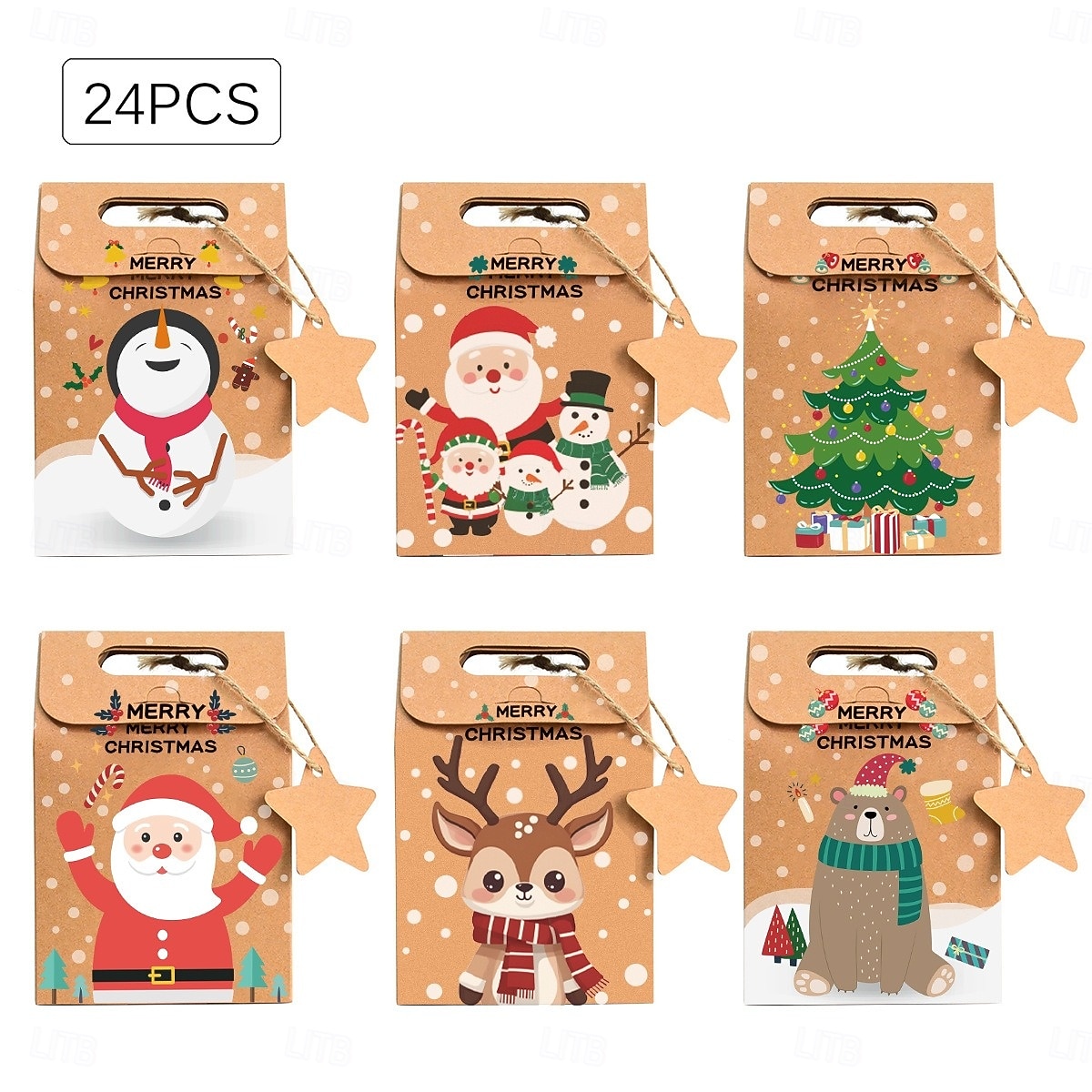 24 коробки для рождественских угощений, конфеты, пряничный домик, мини-коробка для рождественской вечеринки, небольшой картонный подарочный контейнер для рождественских угощений, печенья, сладостей, 2025 - $18.99 –P1