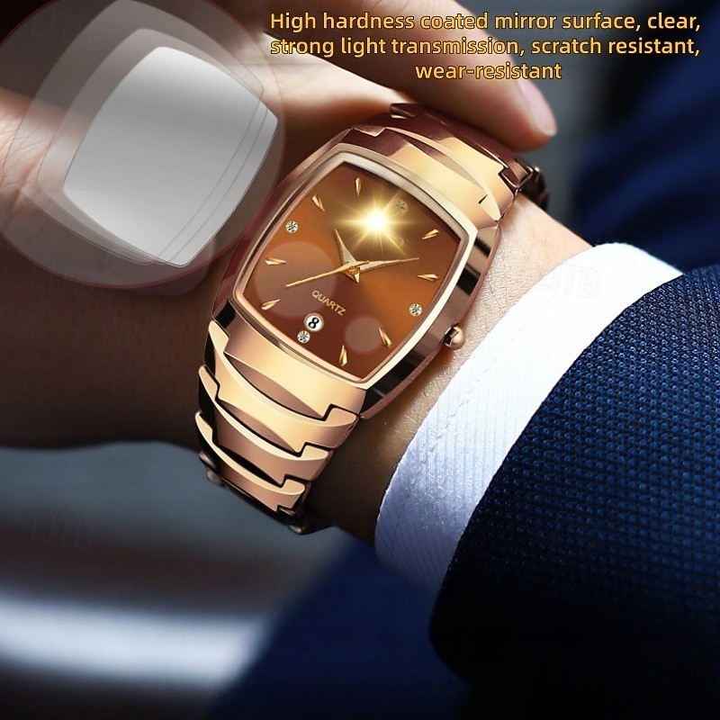 ساعة جديدة للرجال مع حزام من الفولاذ المقاوم للصدأ عرض ليلة مع كريستالات مقاومة للخدش وقرص مقاوم للتآكل مفضلة لهدايا العيد وعيد الميلاد 2026 - $21.99 –P5