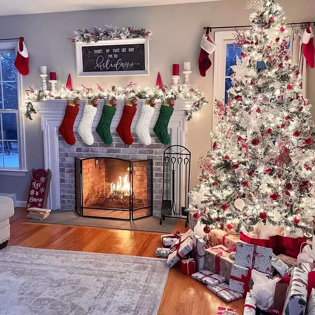 Рождественский чулок 18 дюймов (примерно 45,7 см) вязаный рождественский чулок, украшение для семейного праздника, большой чулок, подходящий для подарков семье, друзьям и детям 2025 - $13.99 –P3