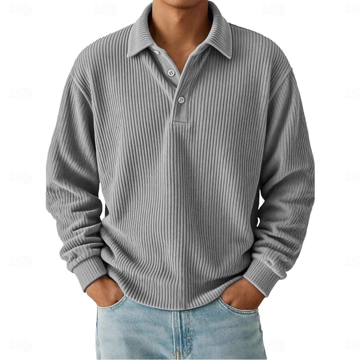 Per uomo Camicia di Velluto a Coste Testurizzato Casuale Sportivo Bavero Manica Lunga Moda Essenziale Blocco di colori Bottoni Caldo Autunno Primavera & Autunno Vestibilità regolare Nero Blu scuro del 2026 a $22.99 –P4