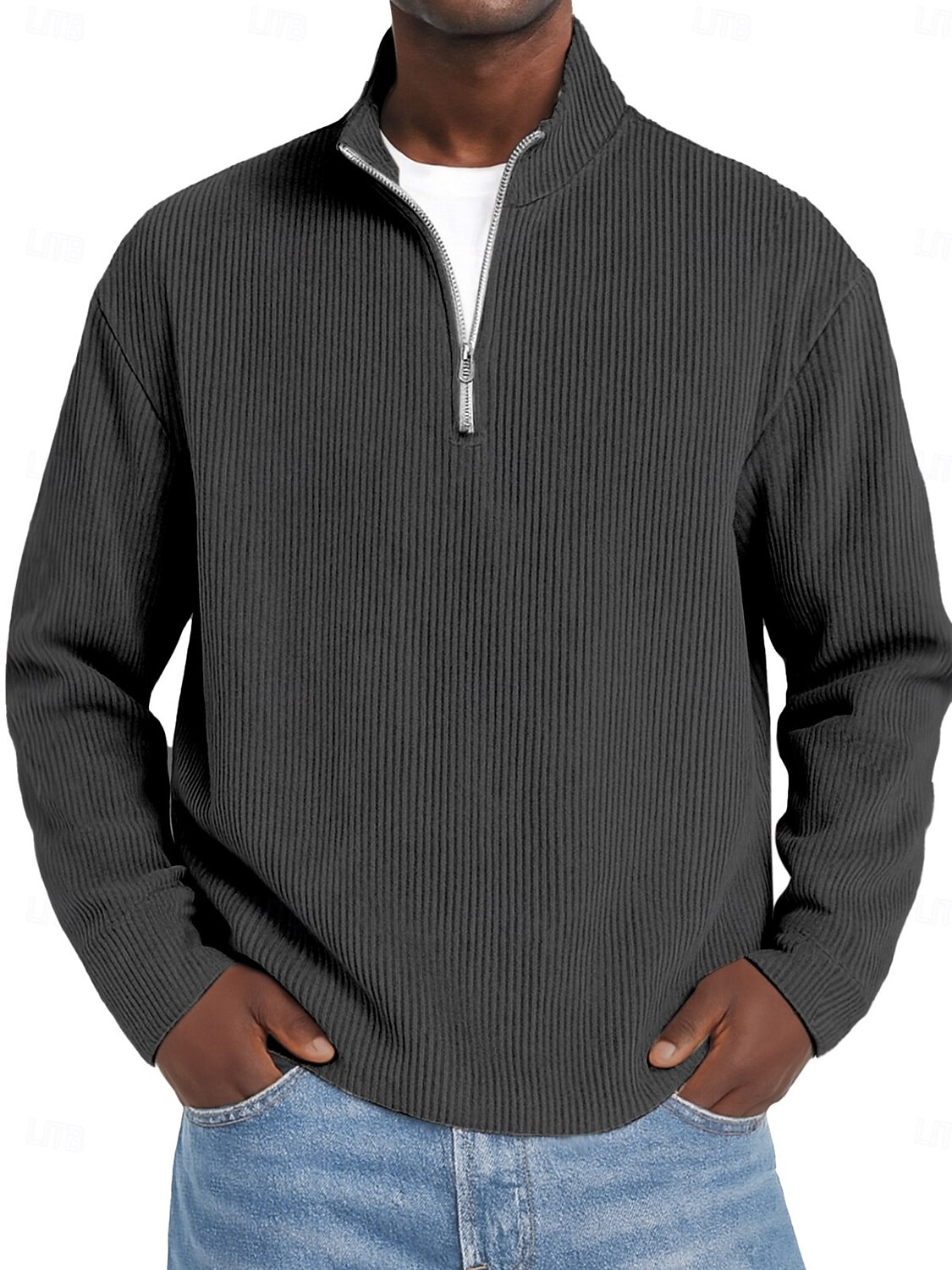 Men's Corduroy Shirt Textured Casual Outdoor Quarter Zip Long Sleeve Fashion Modern Solid Color Warm Corduroy Fall Spring &  Fall Fall & Winter Regular Fit Blue Dark Red Black Navy Blue Green Khaki 2026 - $25.99 –P8