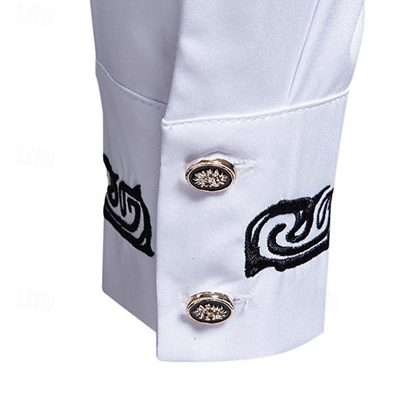 Herren Hemd Satinhemd Kleidhemd Besticktes Hemd Schwarz Weiß Langarm Geometrisch Einfach Gerader Kragen Urlaub Geschäft Stickerei Bekleidung Mode Lässig Smart Casual 2025 - $27.99 –P5
