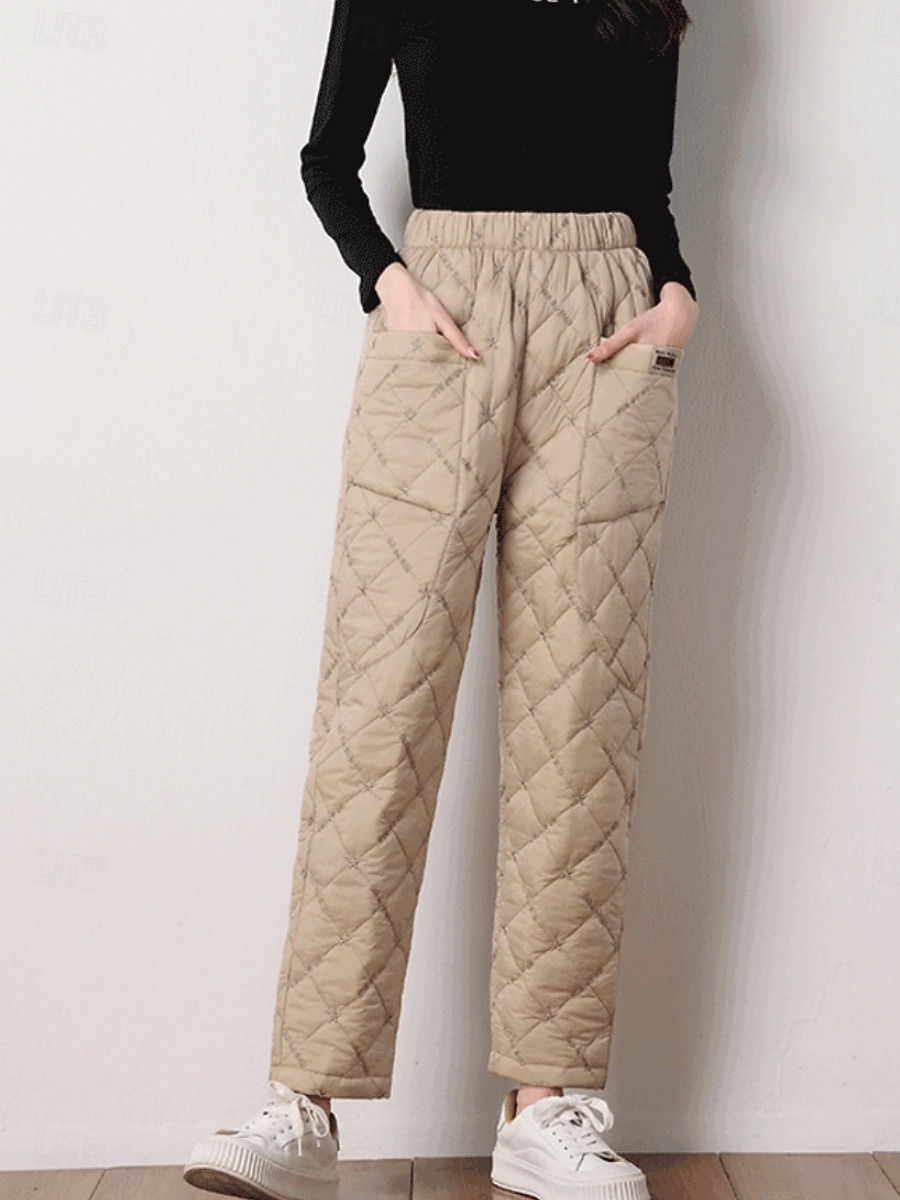 Per donna Chinos Moda Streetwear Essenziale Lunghezza intera Vita Alta Semplice Tasca Fascia Elastica Comodo Morbido Confortevole Micro-elastico All'aperto Streetwear blu navy Nero Verde Cachi del 2025 a $29.99 –P10