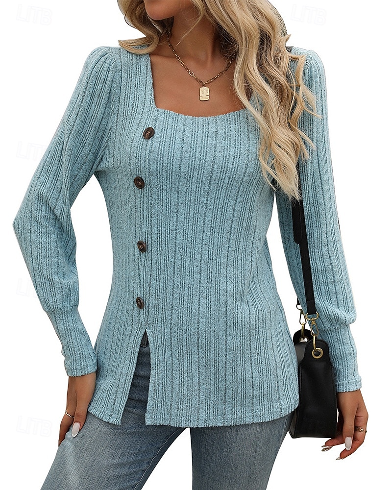 Women's Solid Colored Pullover Sweatshirt Casual Tops Fall / Winter Buttons Long Sleeve Athleisure Outdoor Holiday Black Army Green Blue Sportswear Activewear 2026 - $23.99 –P6