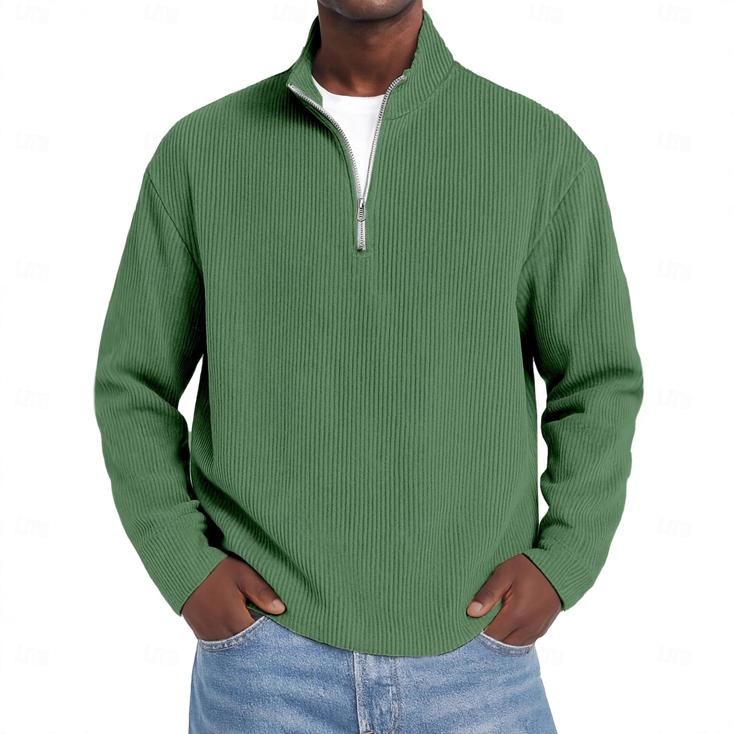 Men's Corduroy Shirt Textured Casual Outdoor Quarter Zip Long Sleeve Fashion Modern Solid Color Warm Corduroy Fall Spring &  Fall Fall & Winter Regular Fit Blue Dark Red Black Navy Blue Green Khaki 2026 - $25.99 –P9