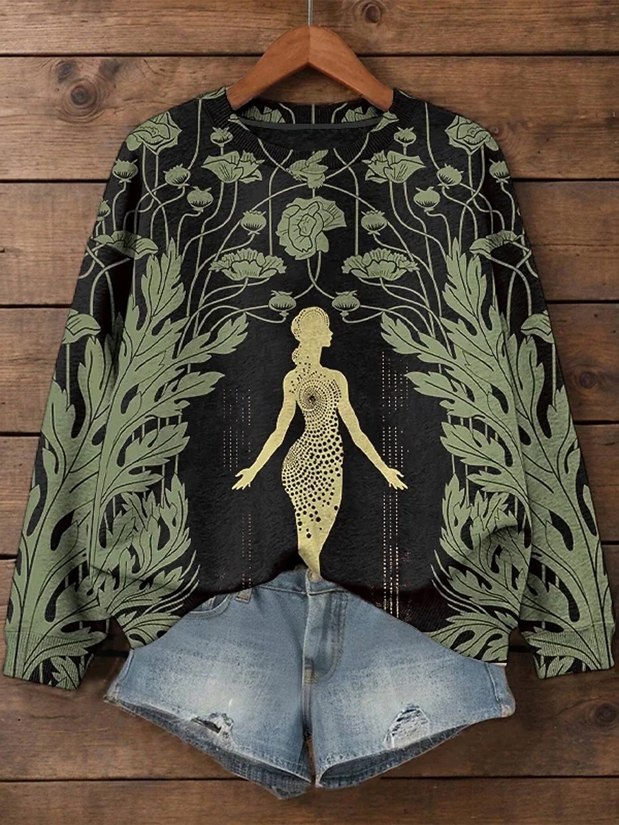 Per donna Felpa Pullover Floreale Grafico Casual Manica Lunga Girocollo Top Regolari Casuale Streetwear Abbigliamento Quotidiano Giallo Verde scuro Verde Primavera Autunno Inverno del 2026 a $28.99 –P3