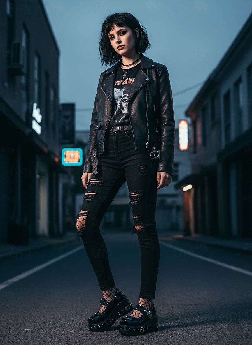 Женские туфли Мэри Джейн в готическом стиле на платформе – черная лакированная кожа с пряжками-гвоздиками, массивный каблук в стиле панк-рок для вечеринки в честь Хэллоуина и ночного выхода 2025 - $46.99 –P2