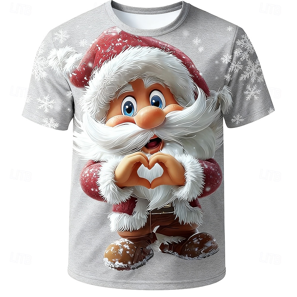 Christmas Men's Santa Claus T Shirt Short Sleeve T shirt 3D Print Crew Neck Shirt Daily Designer Artistic Vacation Party Street Blue Black Light Grey All Seasons Clothing Apparel S M L XL XXL XXXL 2025 - $23.99 –P5