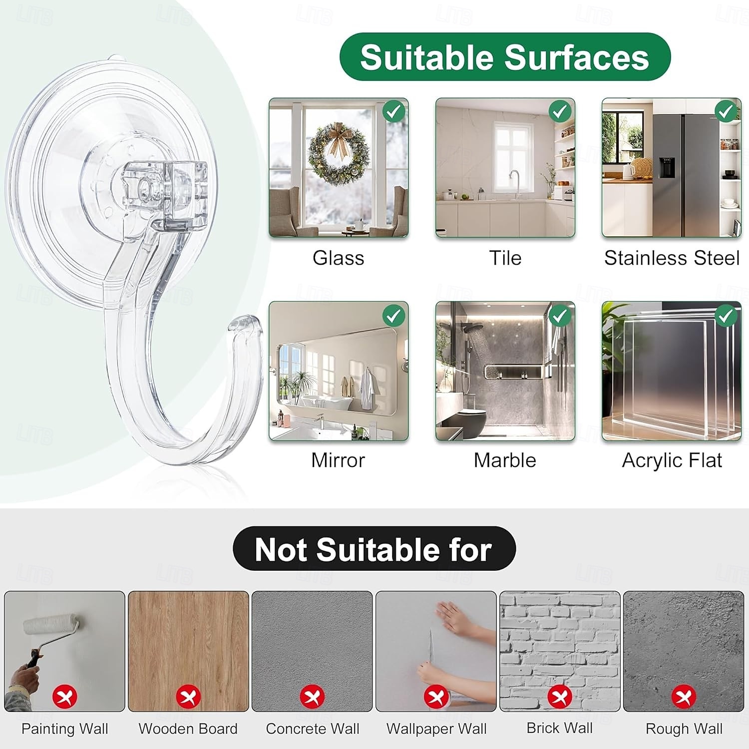 4 ganci a ventosa per ghirlande: resistenti, reggono fino a 8,2 kg (18 libbre), ganci grandi da 1,8 pollici, ideali per ghirlande di Halloween e Natale, non richiedono attrezzi, non danneggiano porte del 2026 a $13.99 –P4