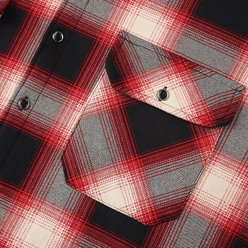 Муж. Shacket Куртка-рубашка Зимняя куртка В клетку Отпуск На каждый день Красный Небесно-голубой Темно-зеленый Оранжевый Длинный рукав Капюшон Осень Зима Одежда Передний карман 2026 - $32.99 –P12