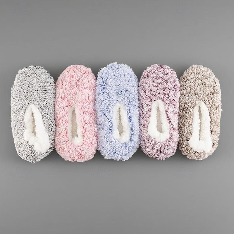 damesokker med fuzzy stjernemønster på gulvet, tykke bomulls-plysj-tøffelsokker for vinterhjemmet eller søvn, varme, koselige sklisikre innesokker 2026 - $12.99 –P1