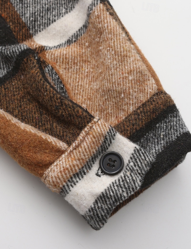 Férfi Ing Flannel ing Gombos póló Overshirt Sárga Arcpír rózsaszín Narancssárga Világos szürke Sötétszürke Hosszú ujj Kockás Térfogatcsökkenés Hétköznapi Napi Ruházat Meleg Divat 2026 - $26.99 –P5