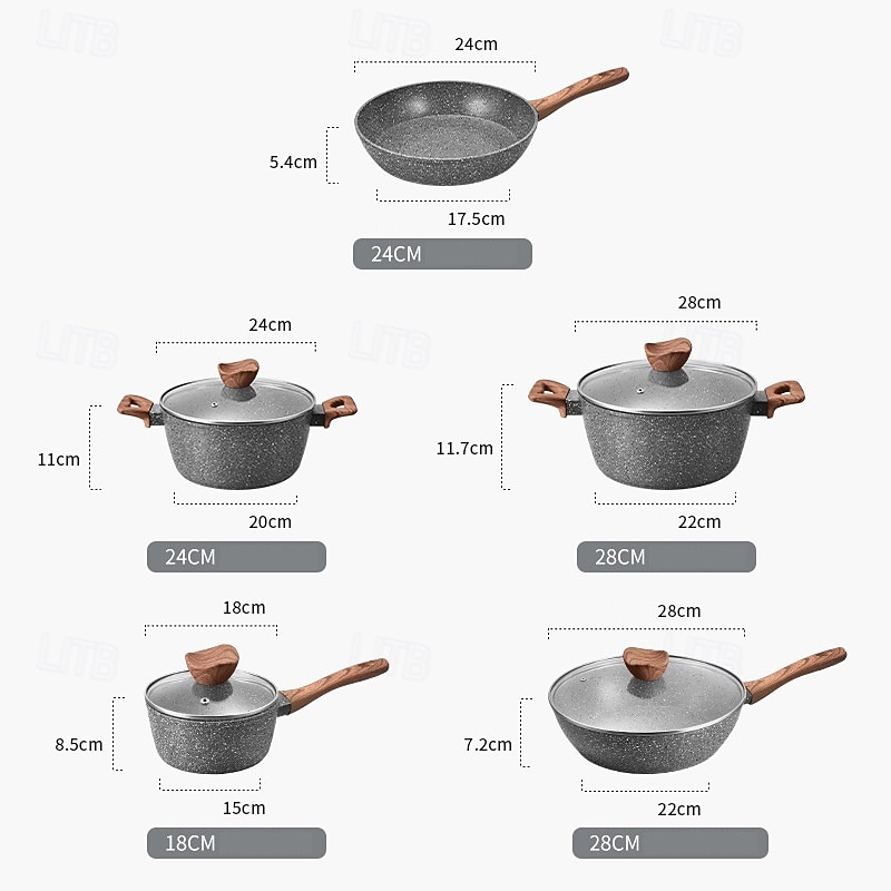 2025年 9/10ピースのノンスティックソースパン、ガラス蓋、フライパンセット。耐久性がありお手入れが簡単で、すべてのコンロに適しています。  コレクション – $215.49 –P6