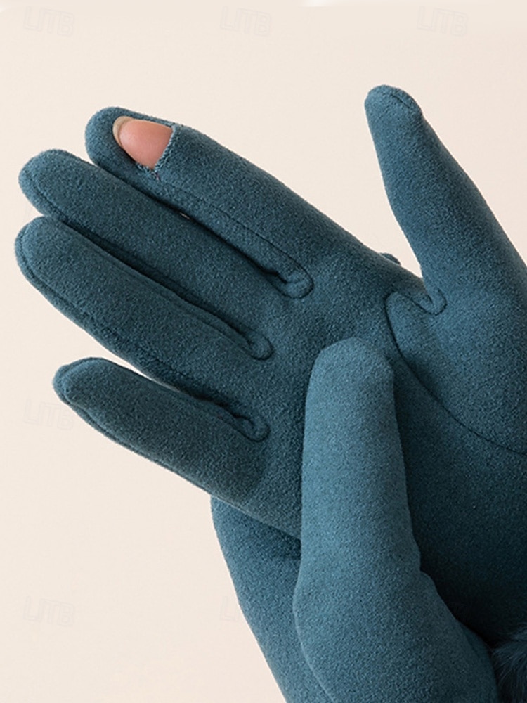 Damskie rękawiczki z ekranem dotykowym, materiał ze sztucznego futra poliestrowego, przytulne zimowe rękawiczki na Boże Narodzenie, eleganckie i stylowe, idealne na świąteczny prezent 2026 - $11.99 –P7