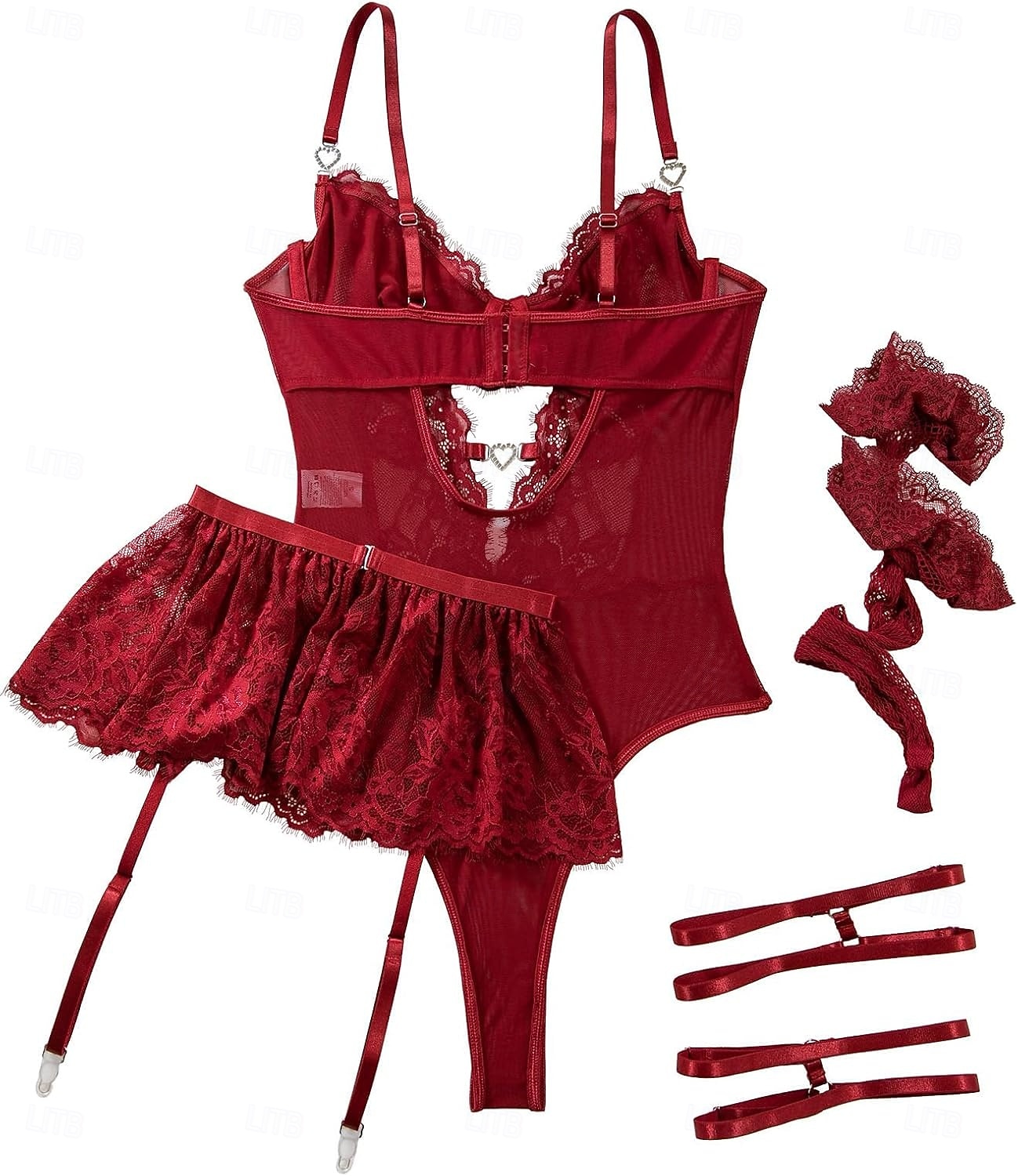 Set Babydoll Lingerie Teddy Bodysuit Collant a Rete con Accessori Donne Lingerie in Rete e Pizzo Elegante Indumento Notturno Adulti Casa Vestire Regalo di San Valentino per Lei del 2026 a $25.99 –P2