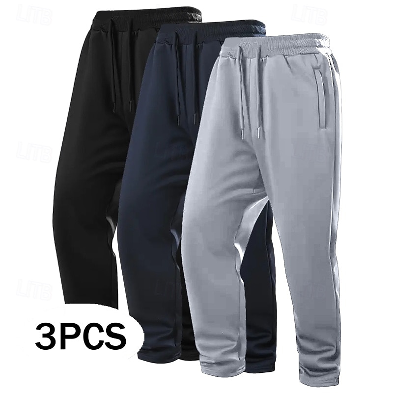 Pánské Tepláky Fleecové kalhoty Kalhoty Tepláky s rovnými nohama Tepláky s otevřeným dnem Šňůrky Elastický pas Vícebalení Bez vzoru Odvod vlhkosti Prodyšné Délka kolen Venkovní Ležérní Denní Módn 2026 - $31.99 –P1