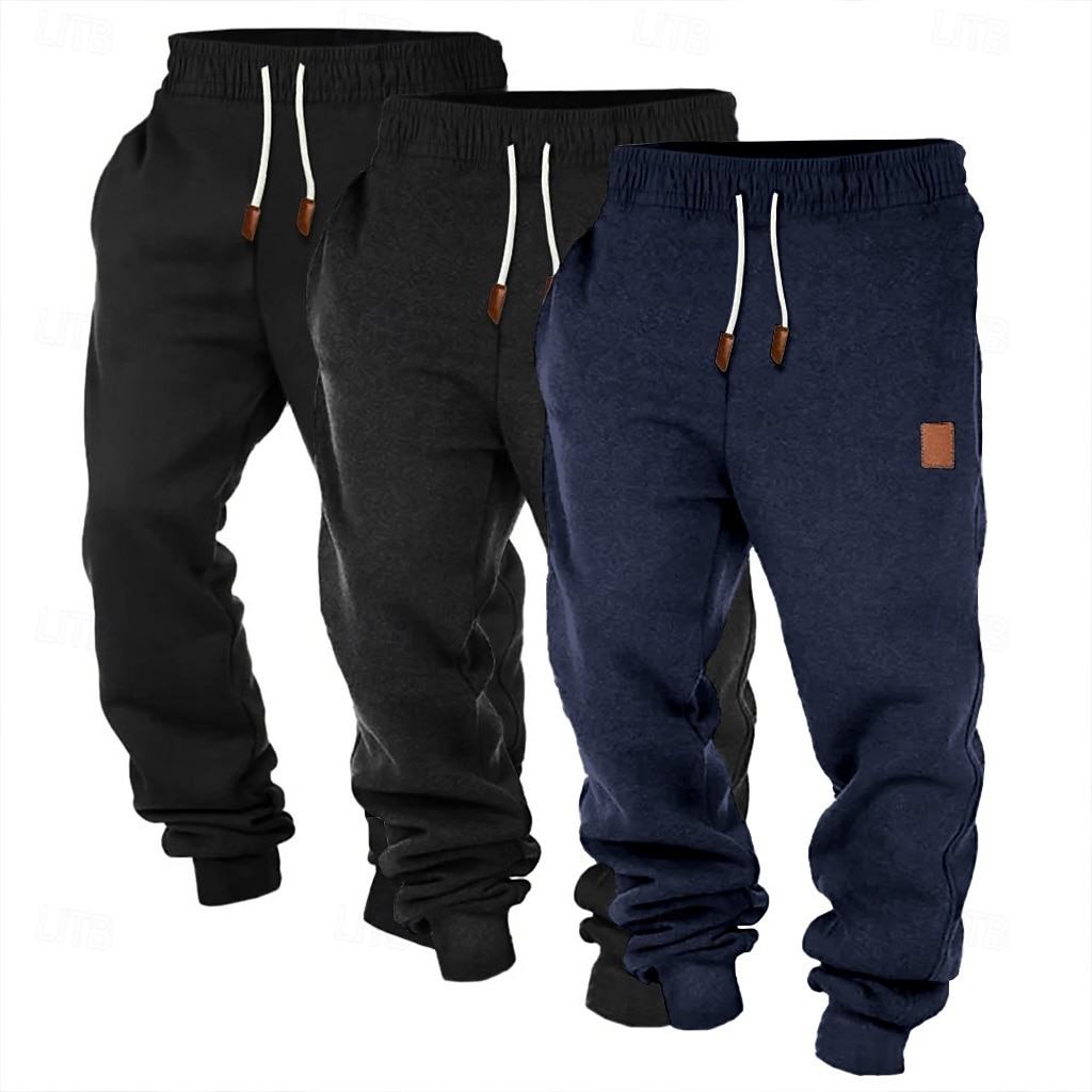 Муж. Штаны Джоггеры Флисовые штаны Кулиска Эластичная талия Мульти-упаковка Полотняное плетение Комфорт Полная длина на открытом воздухе Повседневные На выход Мода Классический 2025 - $29.99 –P13