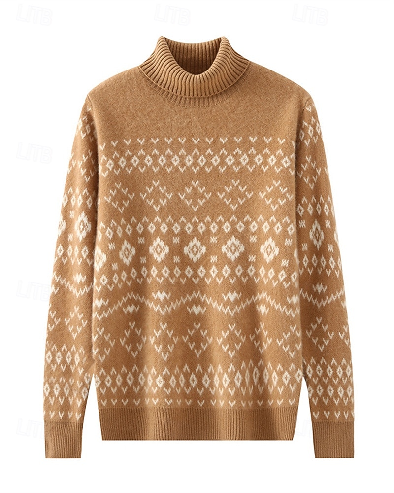 Herren Weihnachtspullover Wollpullover Pullover Kaschmir Strickpullover Gerippt Stricken Normale Oberteile Gestrickt Geometrisch Rollkragen Mode Basic Urlaub Alltagskleidung Bekleidung Herbst Winter 2025 - $165.99 –P1