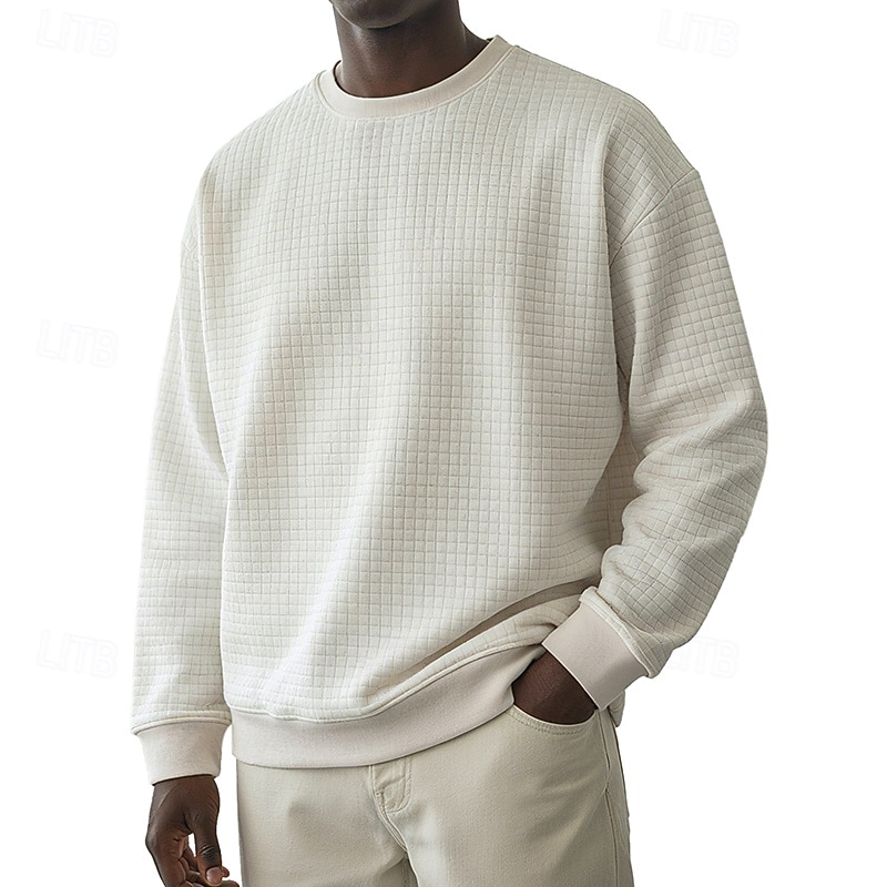 Homens Moletom Moletom Waffle Estacionar Cinza Claro Gola Redonda Tecido Textura Casual Diário Desportos e Ar livre Roupa de rua Legal Roupa de Esporte Primavera & Outono Roupa Moletons Moletons de 2026 por $24.99 –P8