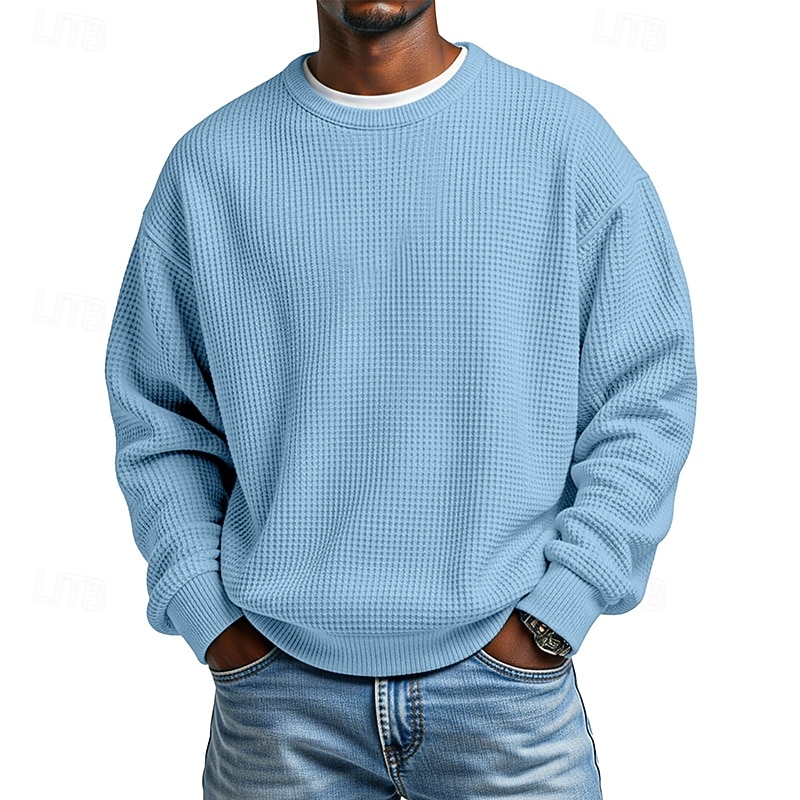 Per uomo Maglia Felpa a nido d'ape Maglione Aalbicocca Bianco Girocollo Semplice Testurizzato Casuale Quotidiano Sport & Outdoor Poliestere Streetwear Cool Abbigliamento Sportivo Primavera & Autunno del 2026 a $24.99 –P2
