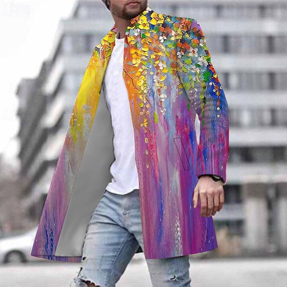 Homens Floral Estampas Abstratas Casaco de inverno Casaco Manter Quente Confortável Respirável Moda Roupa de rua Negócio Trabalho Vestir para trabalhar Para Noite Bolsos Imprimir Outono & inverno de 2026 por $69.99 –P1