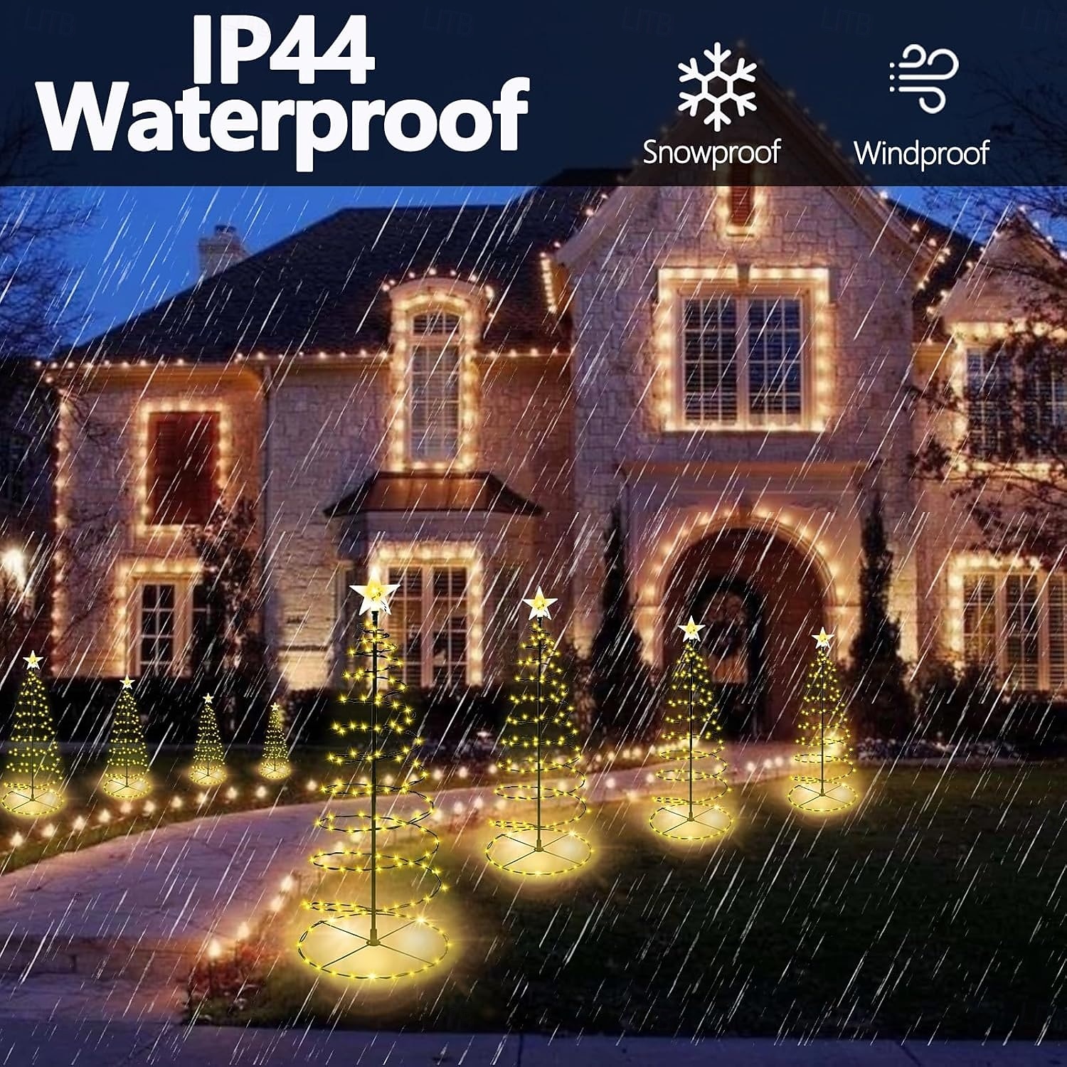 2 Pcs  Lights 8-head outdoor solar waterproof  snowflake shaped swinging plug-in lamp courtyard garden lawn party atmosphere decoration Lights landscape lamp 2026 - $21.99 –P4