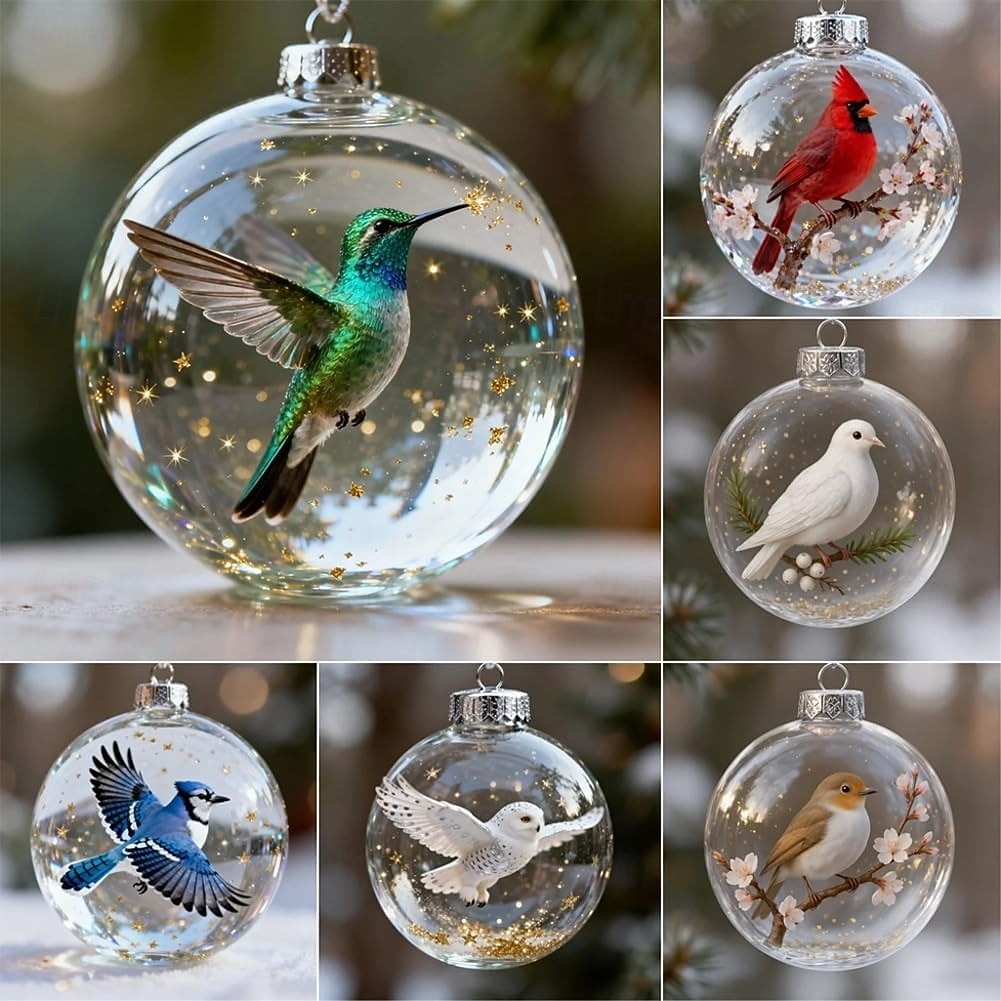 Ornements transparents d'oiseaux de la nature, décorations de sapin de Noël avec cardinal, boules de Noël en plastique transparent, décorations de fêtes, décorations intérieures et extérieures pour sapin de Noël, cadeaux commémoratifs de 2025 ? $9.99 –P4