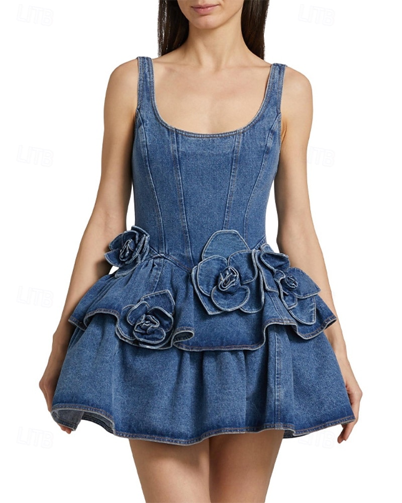 Women's Mini Dress Denim Dress Party Dress Cocktail Dress Sundress Fashion Modern Evening Party Party Cocktail Party Regular Fit Plain Sleeveless Crew Neck Blue Spring Fall 2026 - $73.99 –P1