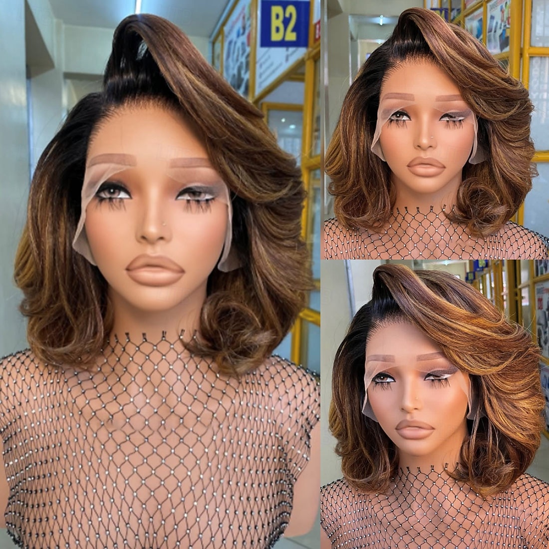 Remy lidské vlasy 5x5 uzávěr 13x4 krajka vpředu Paruka Krátký Bob Brazilské vlasy Vlnitá Hnědá Vícebarevný Paruka 150% 180% Hustota vlasů s dětskými vlasy Melírované vlasy 100% Panna Bezlepkov 2025 - $244.09 –P4